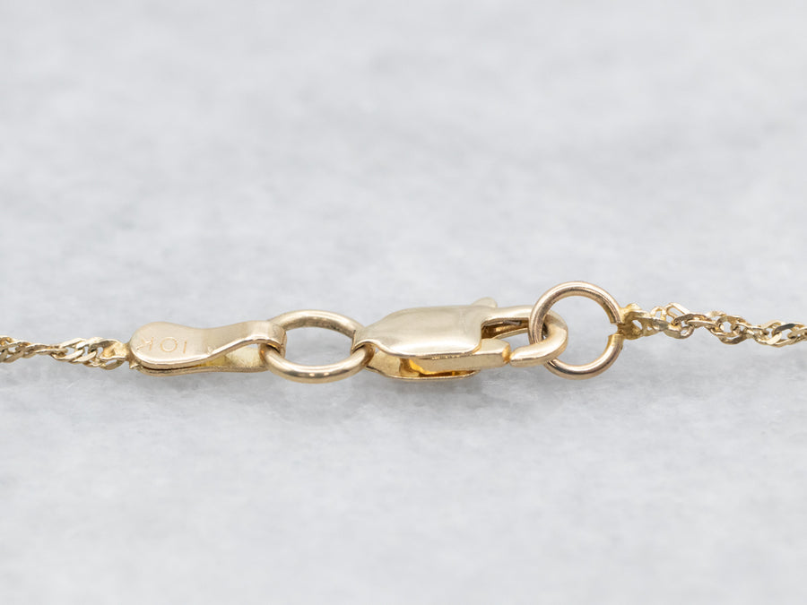 Yellow Gold Pearl Station Necklace with Lobster Clasp