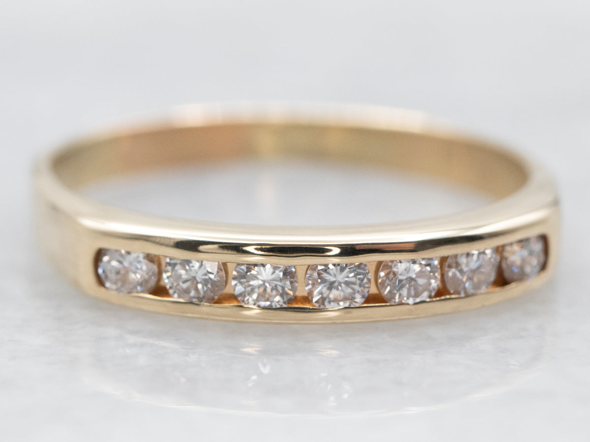Yellow Gold Channel Set Diamond Wedding Band
