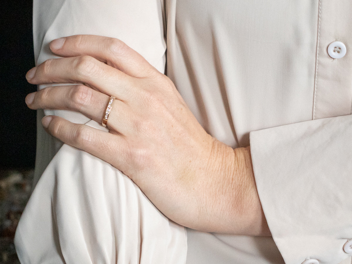 Yellow Gold Channel Set Diamond Wedding Band