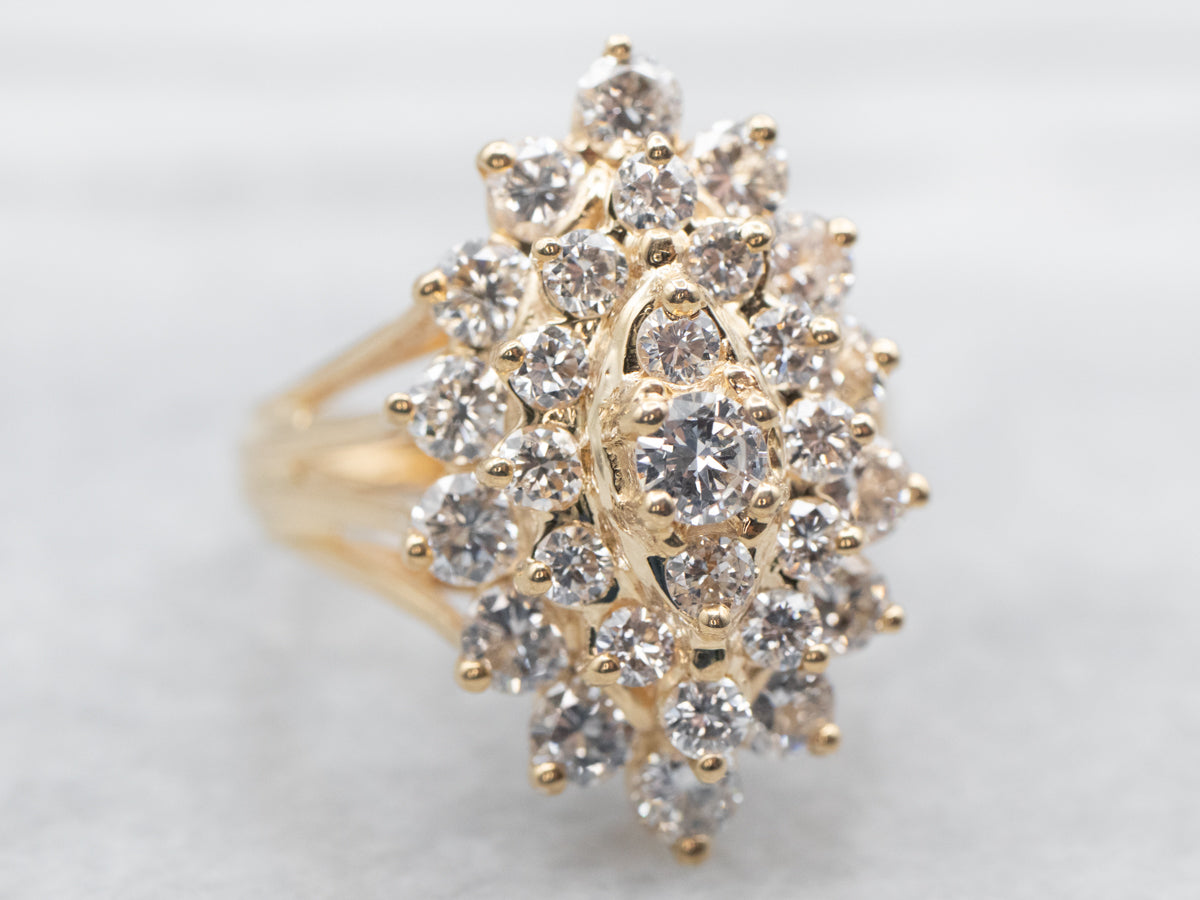 Yellow Gold Diamond Cluster Ring