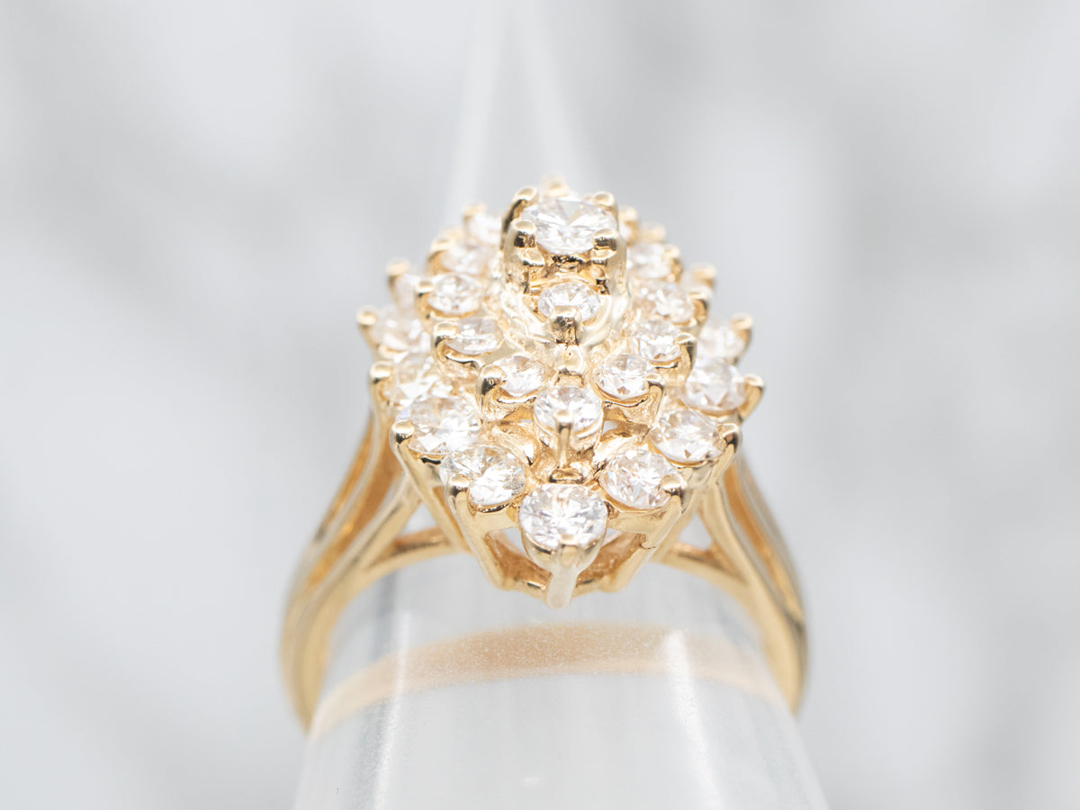 Yellow Gold Diamond Cluster Ring