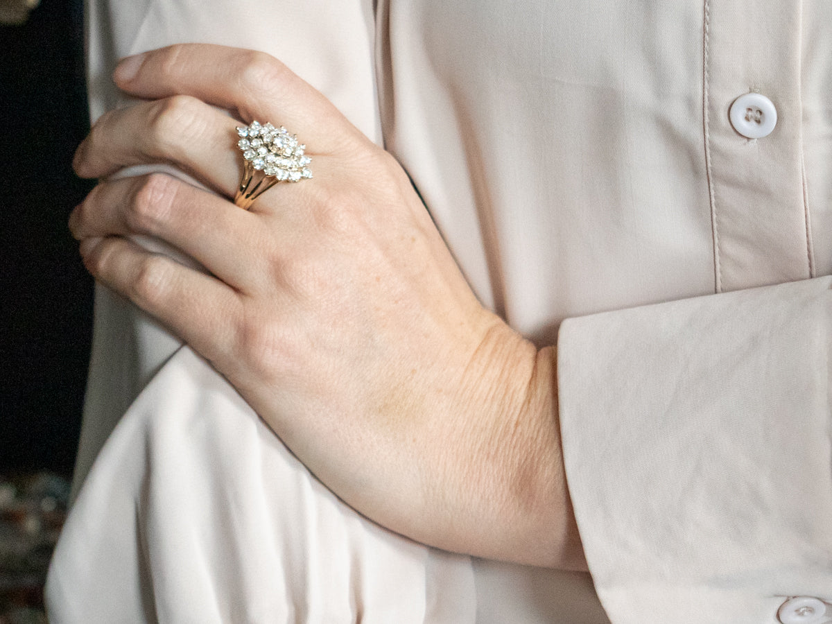 Yellow Gold Diamond Cluster Ring