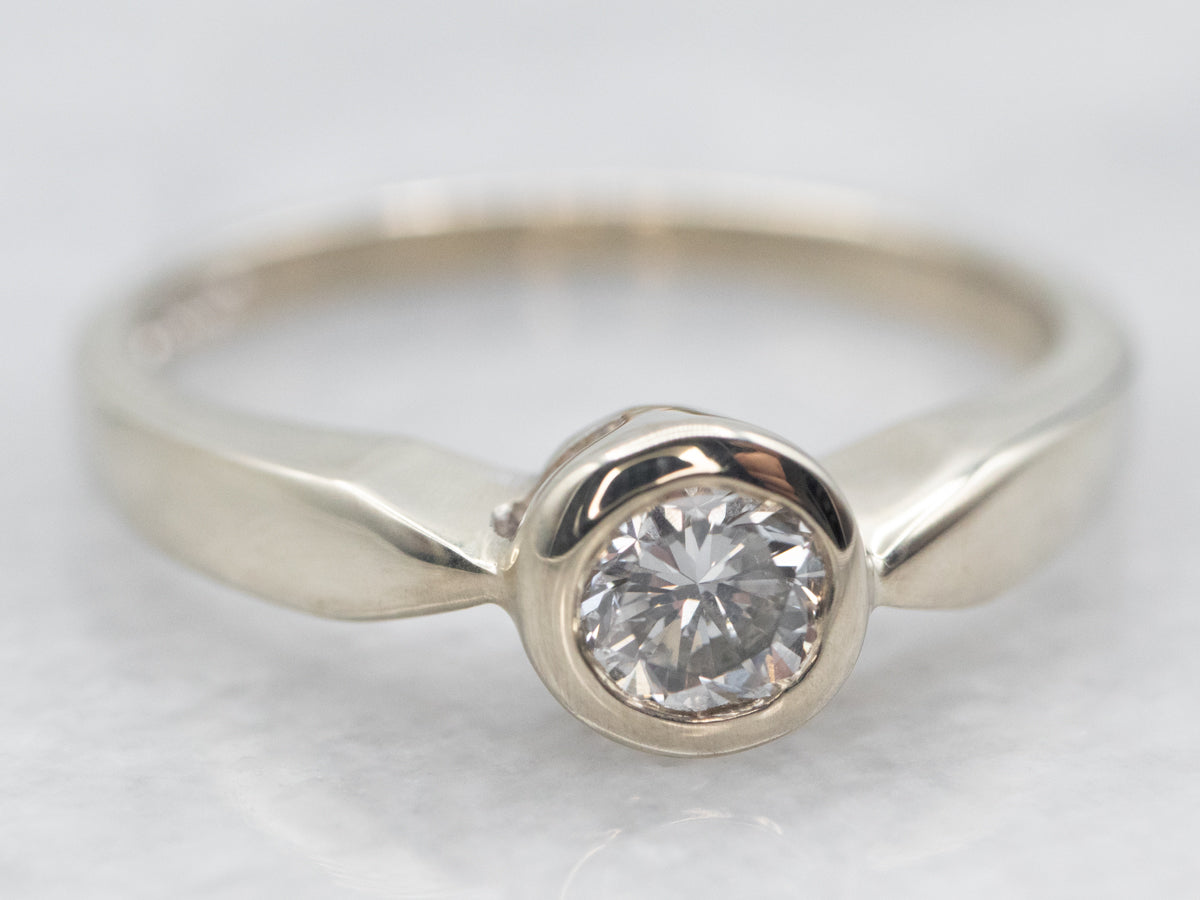 White Gold Bezel Set Diamond Solitaire Engagement Ring