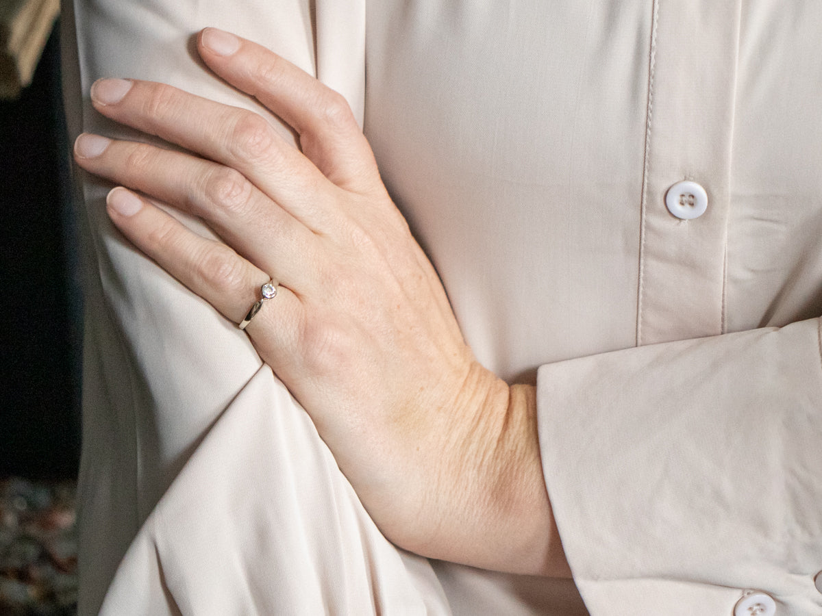 White Gold Bezel Set Diamond Solitaire Engagement Ring