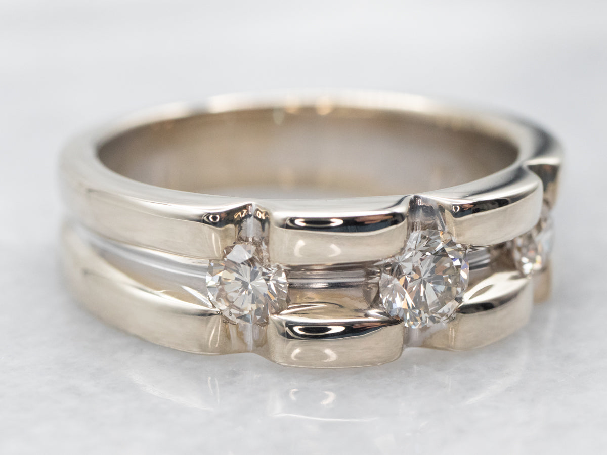 White Gold Three Stone Diamond Band