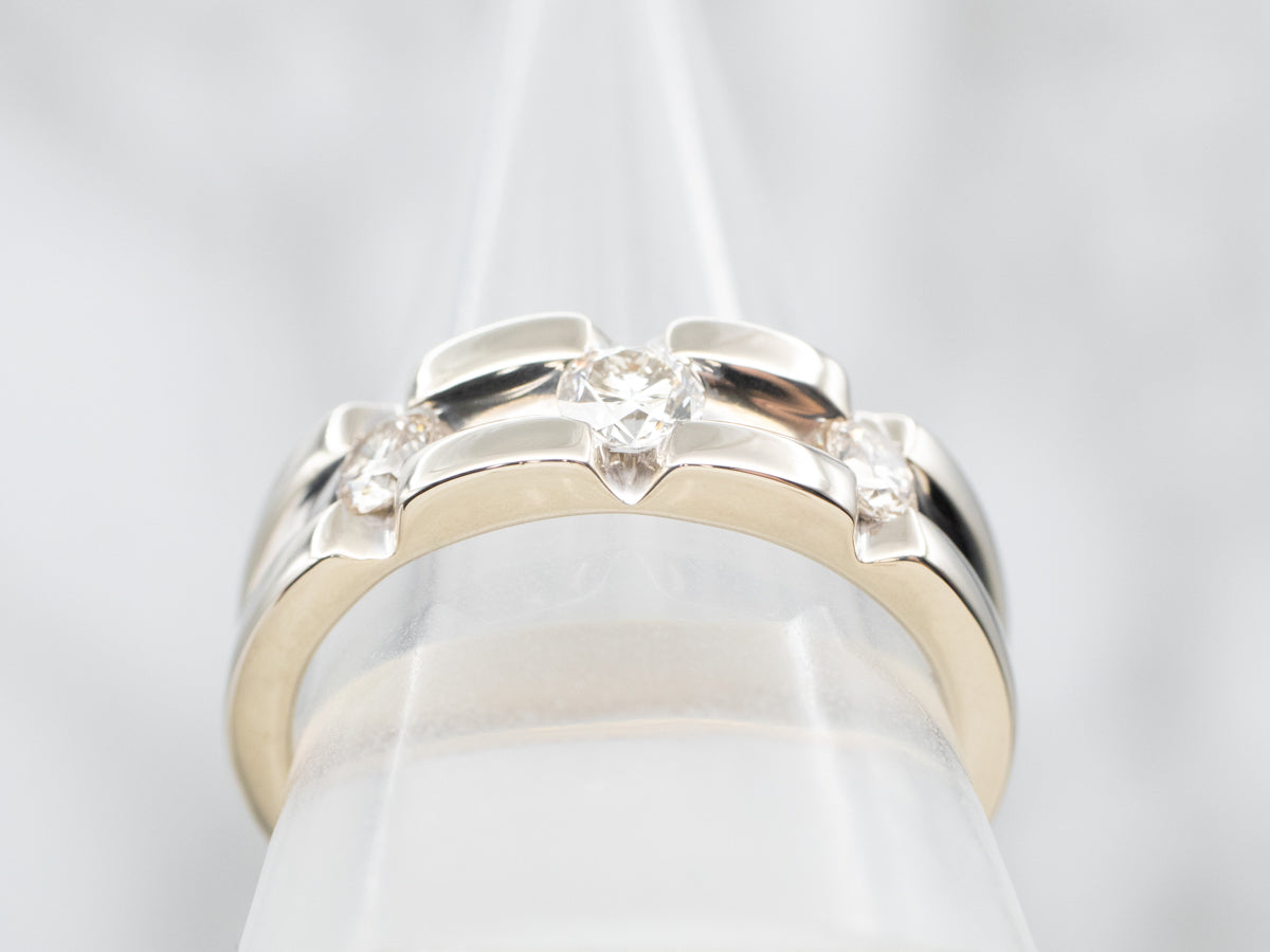 White Gold Three Stone Diamond Band