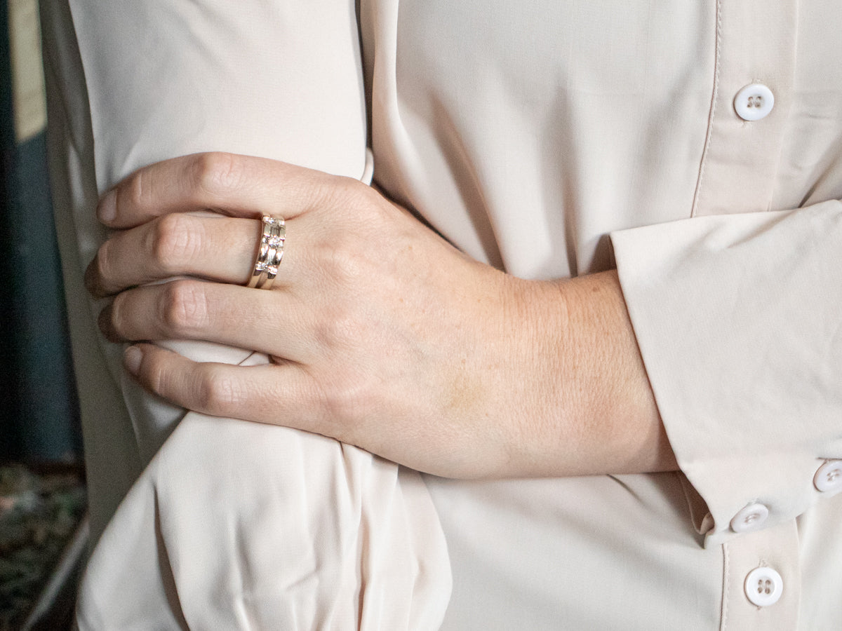 White Gold Three Stone Diamond Band