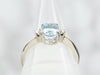 White Gold Oval Cut Aquamarine Ring with Diamond Accents