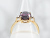 Yellow Gold Oval Cut Rhodolite Garnet Ring with Diamond Accents