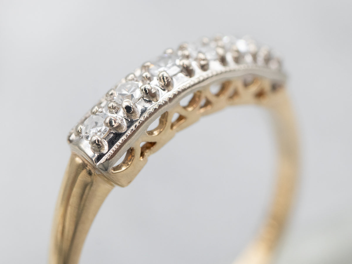 Alianza de bodas de diamantes en dos tonos