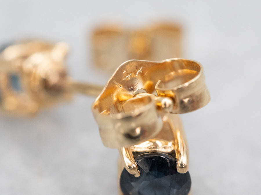 Yellow Gold Sapphire Solitaire Stud Earrings