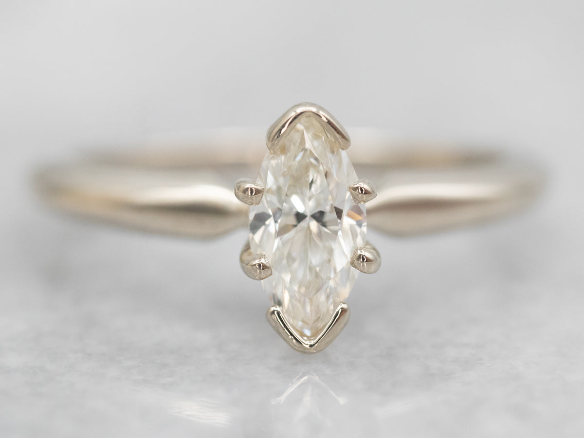 White Gold Marquise Cut Diamond Solitaire Engagement Ring