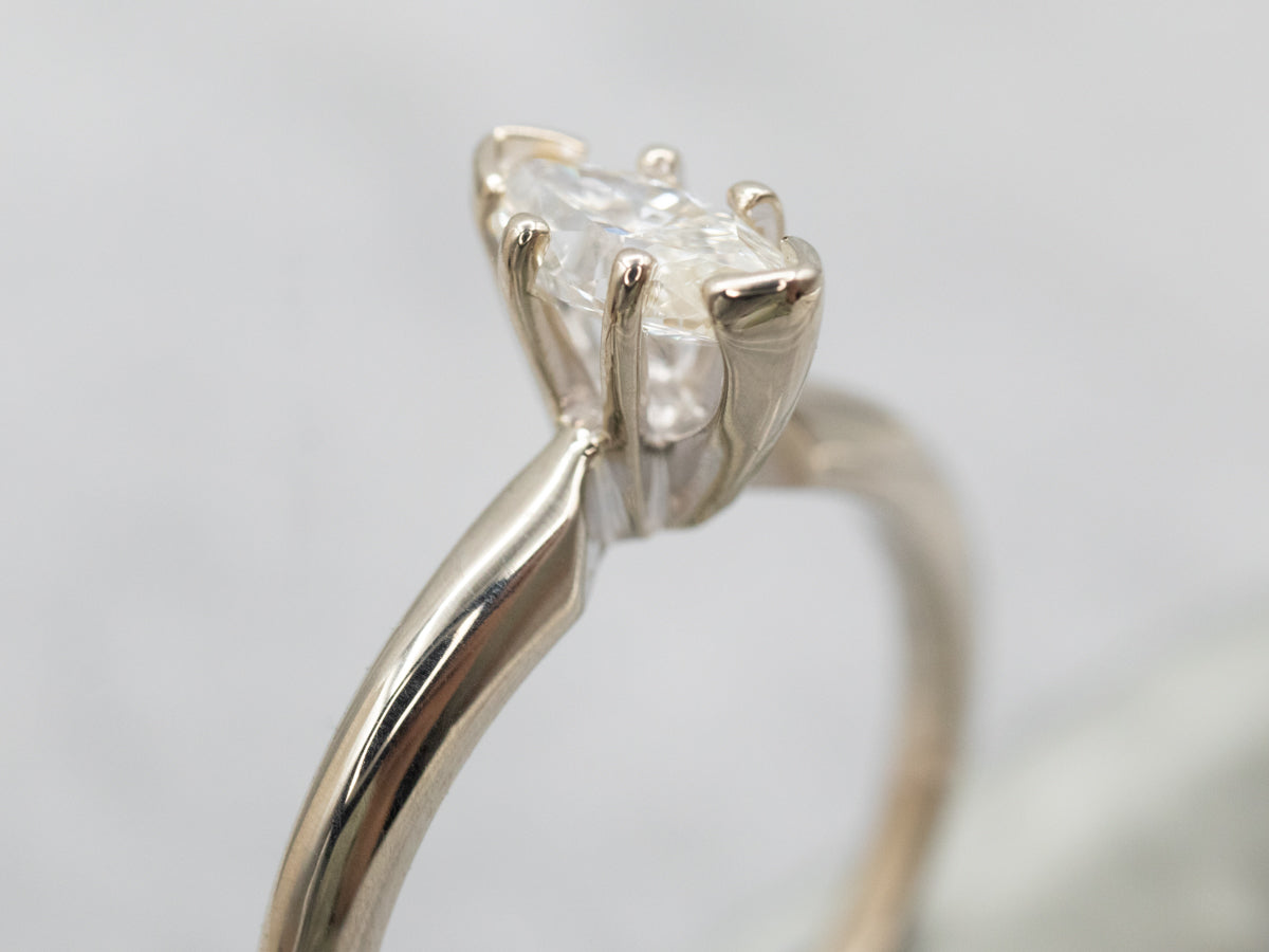 White Gold Marquise Cut Diamond Solitaire Engagement Ring