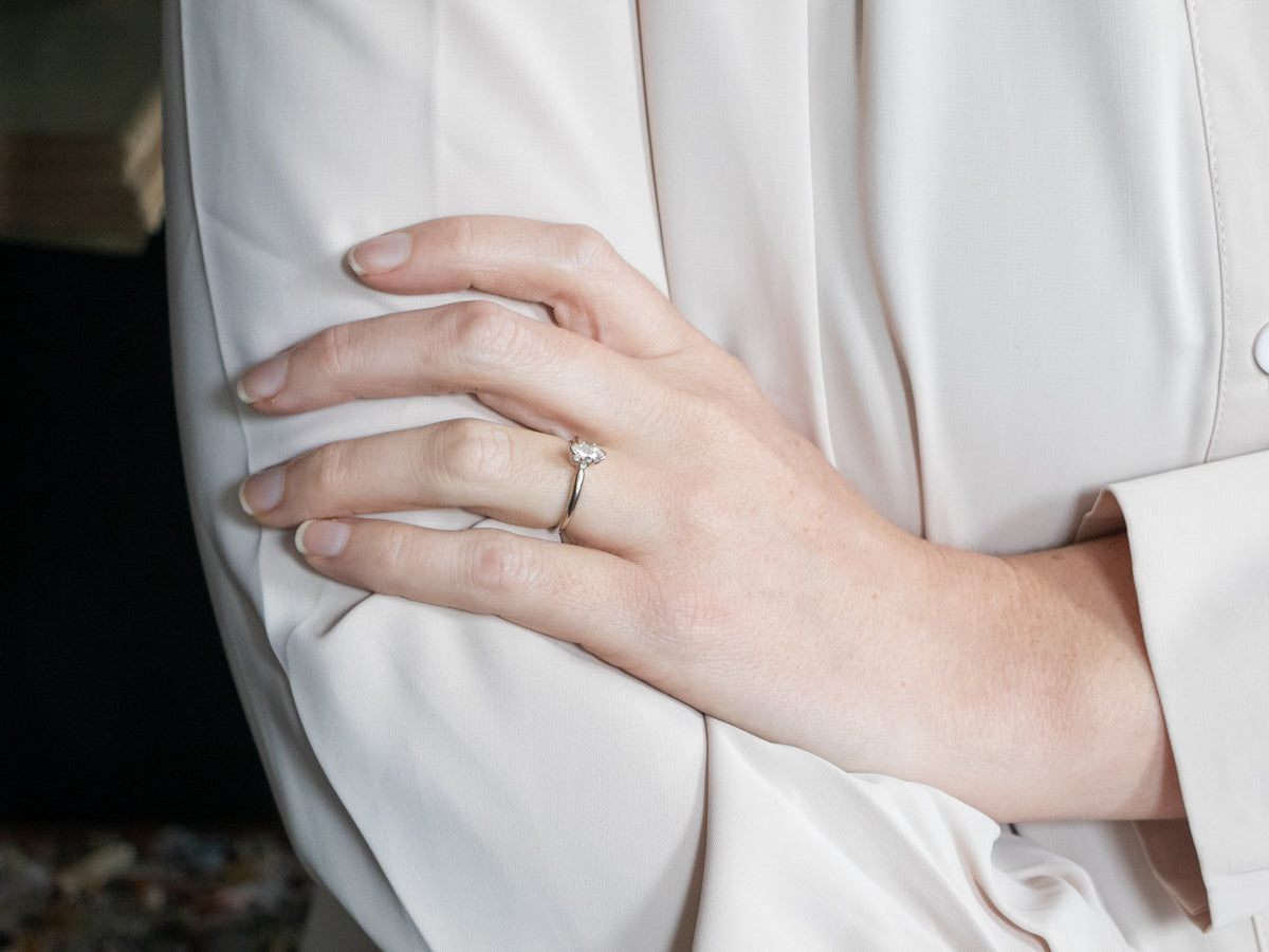 White Gold Marquise Cut Diamond Solitaire Engagement Ring