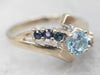 White Gold Blue Topaz and Sapphire Ring