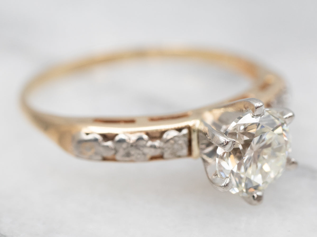 Two Tone Diamond Solitaire Engagement Ring