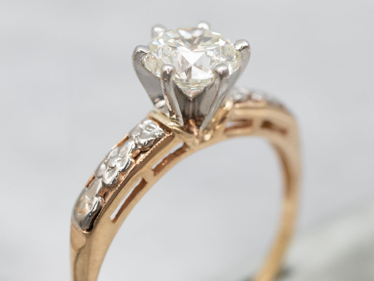 Two Tone Diamond Solitaire Engagement Ring