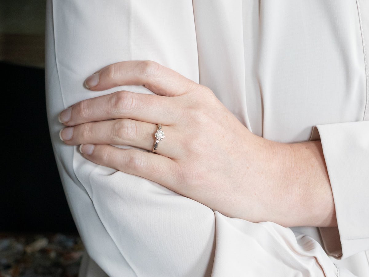 Two Tone Diamond Solitaire Engagement Ring