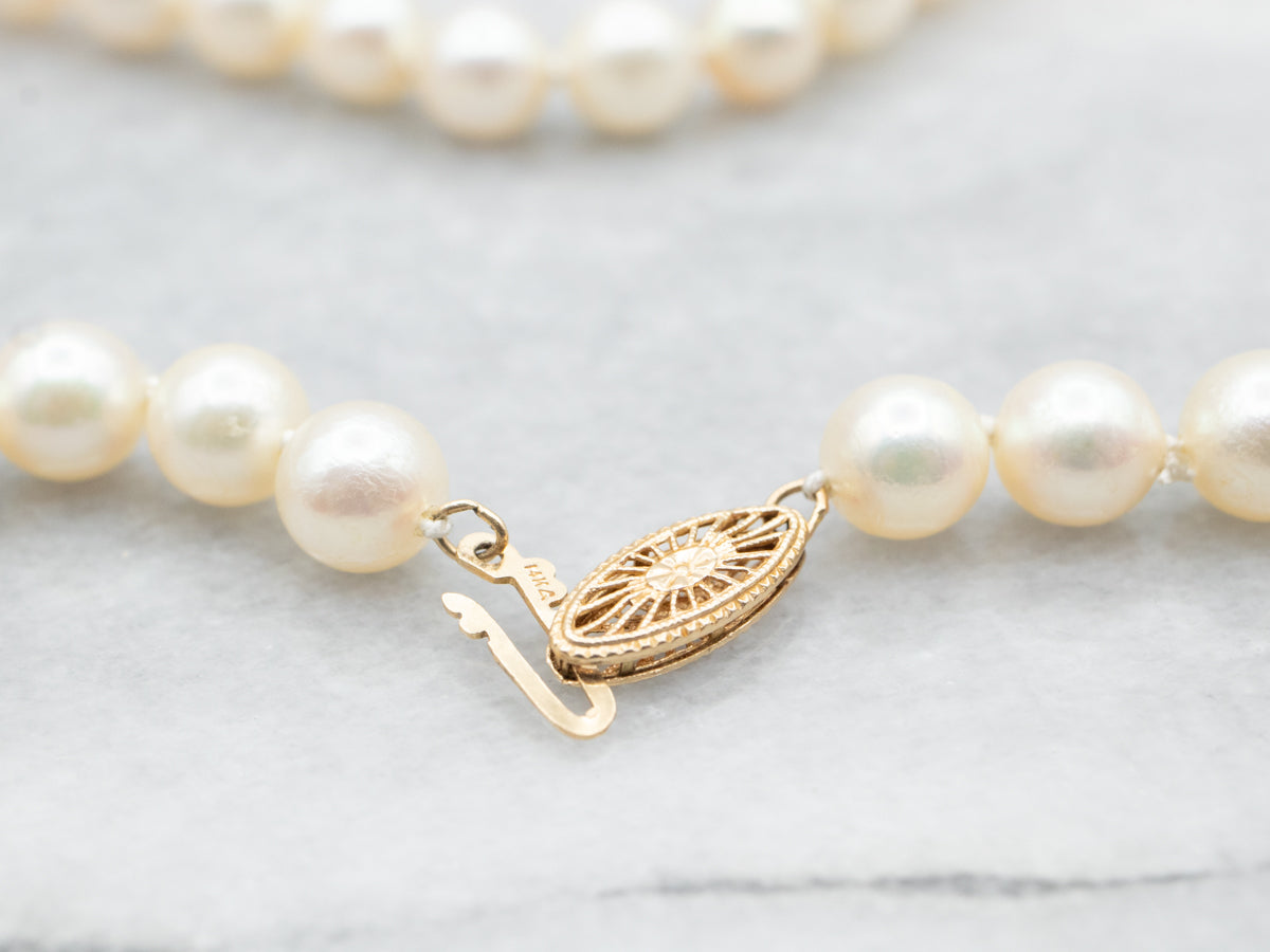 Yellow Gold Pearl Necklace