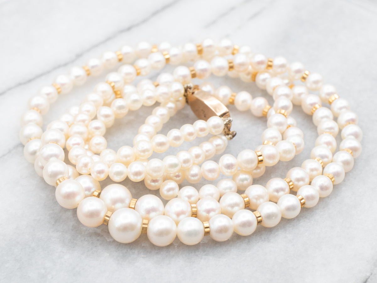 Graduated Saltwater Pearl Double Strand Necklace