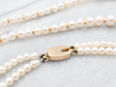 Graduated Saltwater Pearl Double Strand Necklace