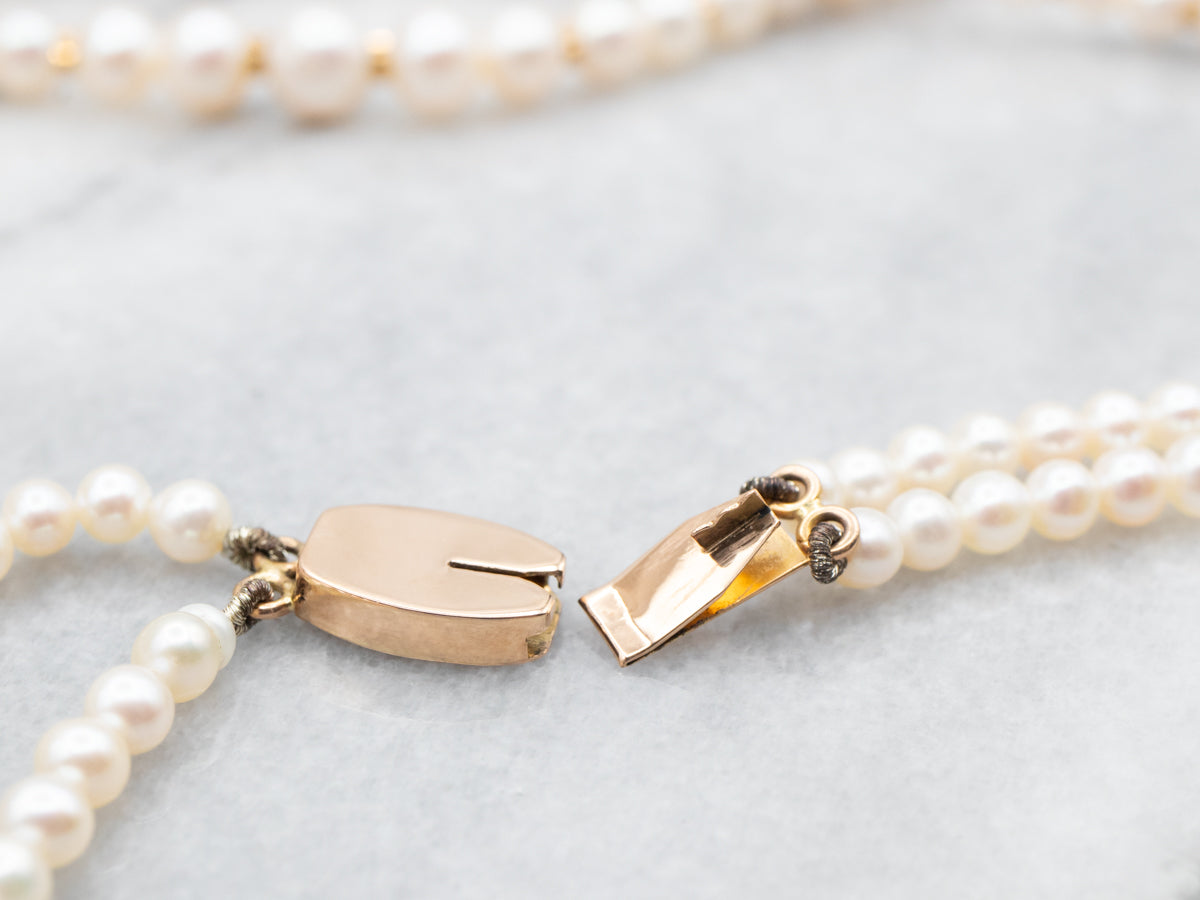 Graduated Saltwater Pearl Double Strand Necklace