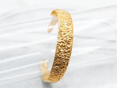 Sterling Silver Gold Plated Floral Cuff Bracelet