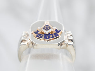 Vintage Masonic 35th Year Anniversary Statement Ring
