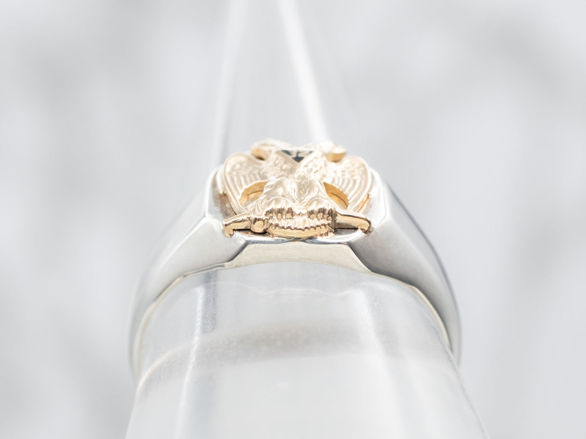 Anillo Masónico Esmaltado De Metal Mixto