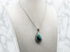 Sterling Silver Pear Cut Turquoise Pendant with Beaded Frame