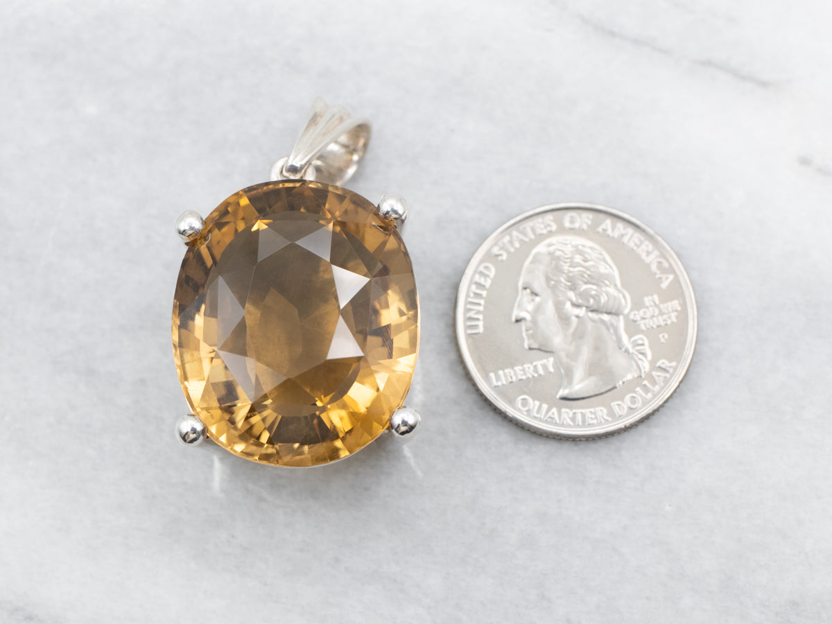 Sterling Silver Oval Cut Lemon Quartz Pendant