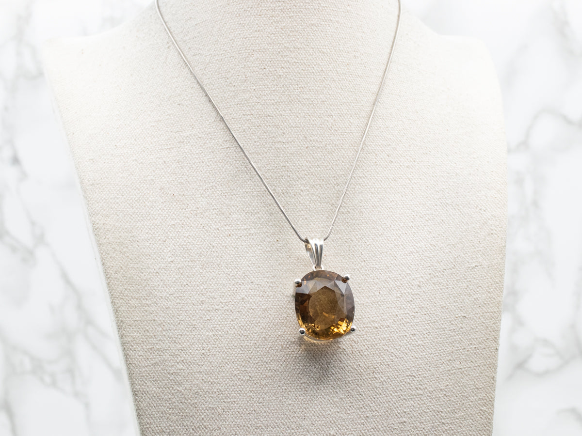 Sterling Silver Oval Cut Lemon Quartz Pendant