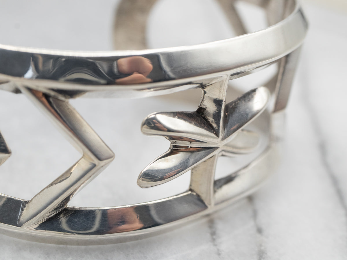 Sterling Silver Native American Cast Cuff Bracelet