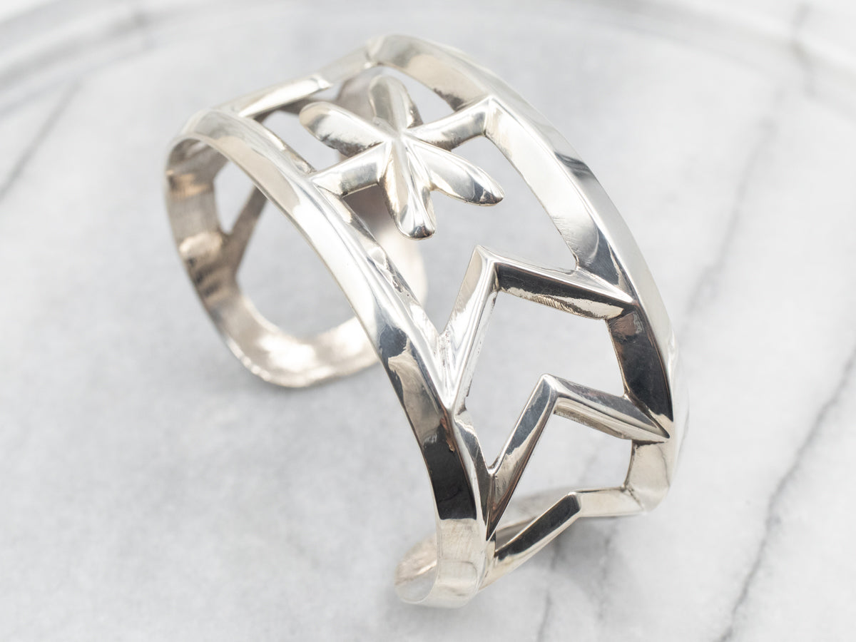 Sterling Silver Native American Cast Cuff Bracelet