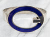 800 Silver Cobalt Enamel Hinged Bangle Bracelet