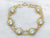 Yellow Gold Handmade Round Cut Blue Zircon Filigree Link Bracelet with Spring Ring Clasp