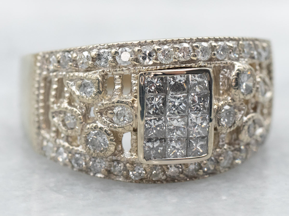 Stunning Diamond Cluster Cocktail Band