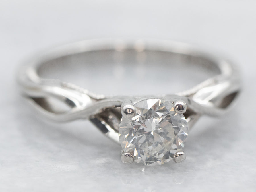 Modern Platinum Tacori Diamond Solitaire Engagement Ring
