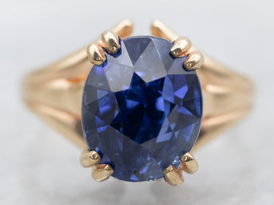 Vintage Sapphire Solitaire Engagement Ring
