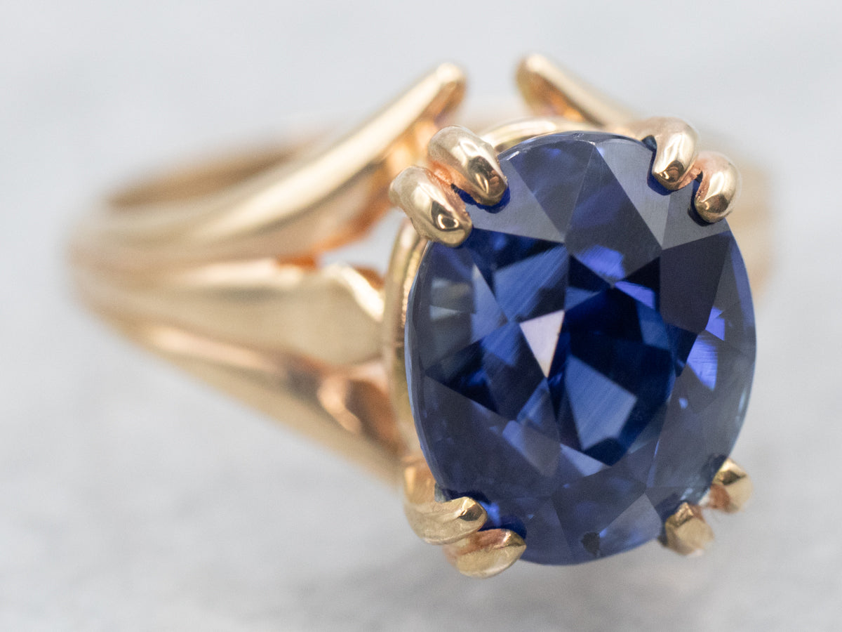 Vintage Sapphire Solitaire Engagement Ring