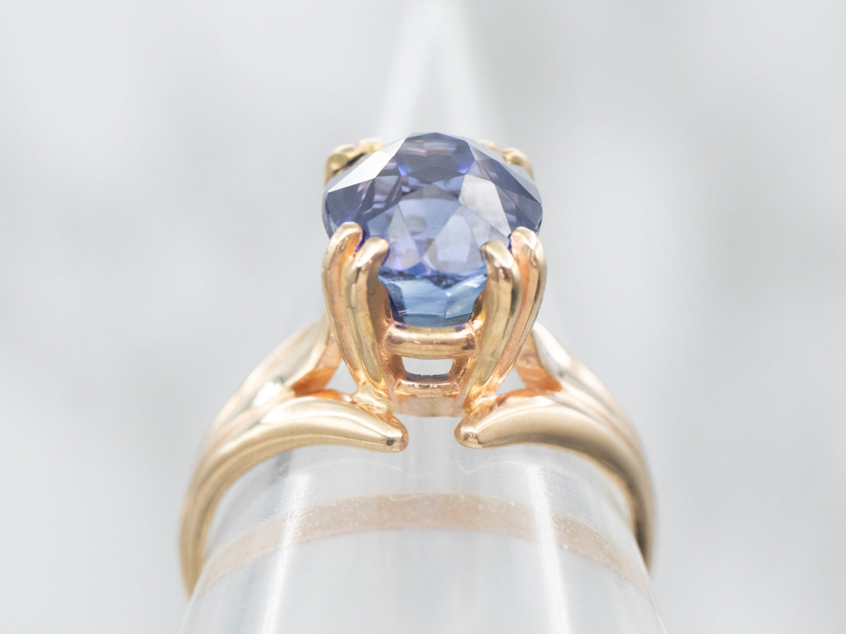 Vintage Sapphire Solitaire Engagement Ring