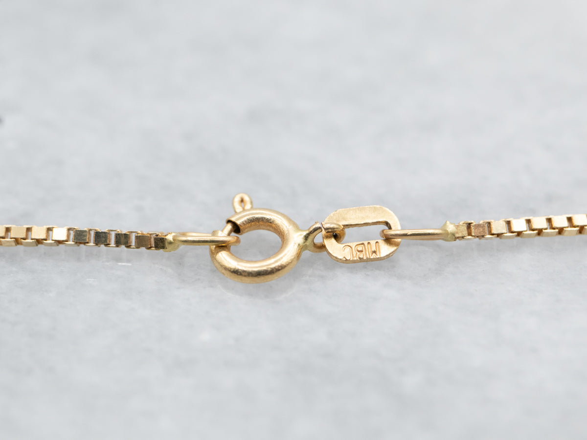 Yellow Gold Long Box Chain with Spring Ring Clasp
