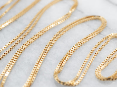 Yellow Gold Long Box Chain with Spring Ring Clasp