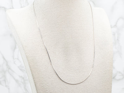 White Gold Textured Box Chain with Spring Ring Clasp