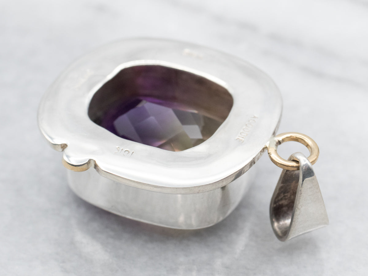 Mixed Metal Bezel Set Ametrine Solitaire Pendant by A. Goodie