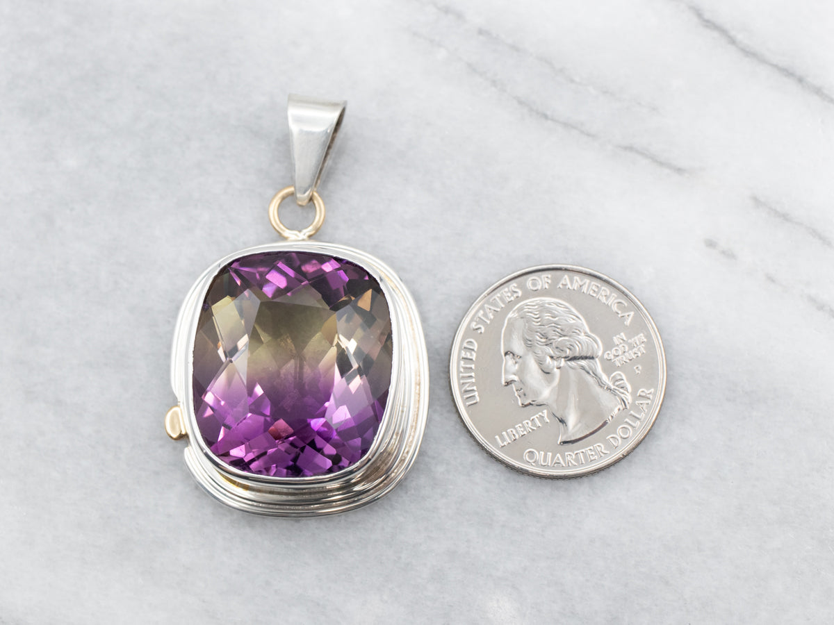 Mixed Metal Bezel Set Ametrine Solitaire Pendant by A. Goodie