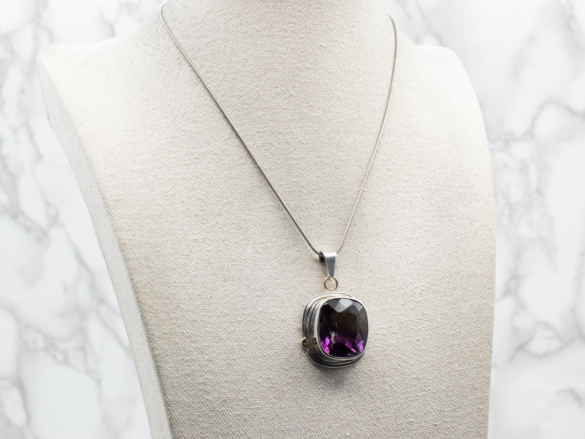 Mixed Metal Bezel Set Ametrine Solitaire Pendant by A. Goodie