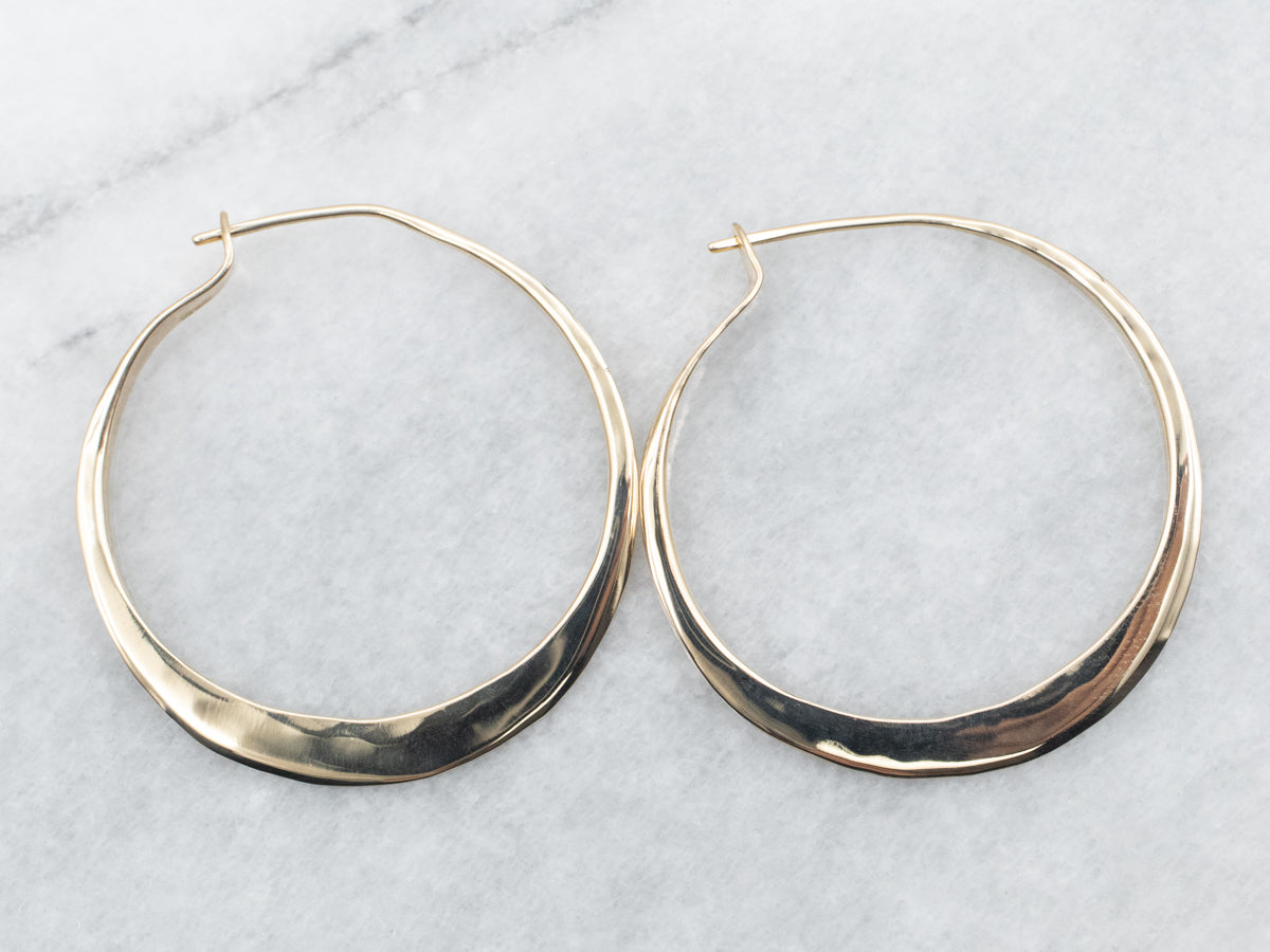 Tapered Gold Flat Hoop Earrings