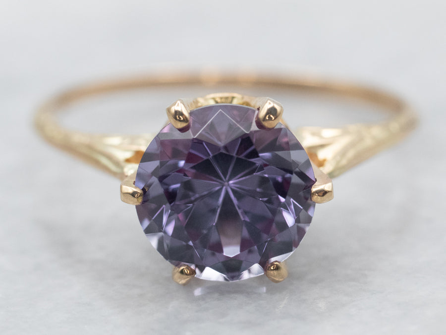 Antique Synthetic Alexandrite Solitaire Ring