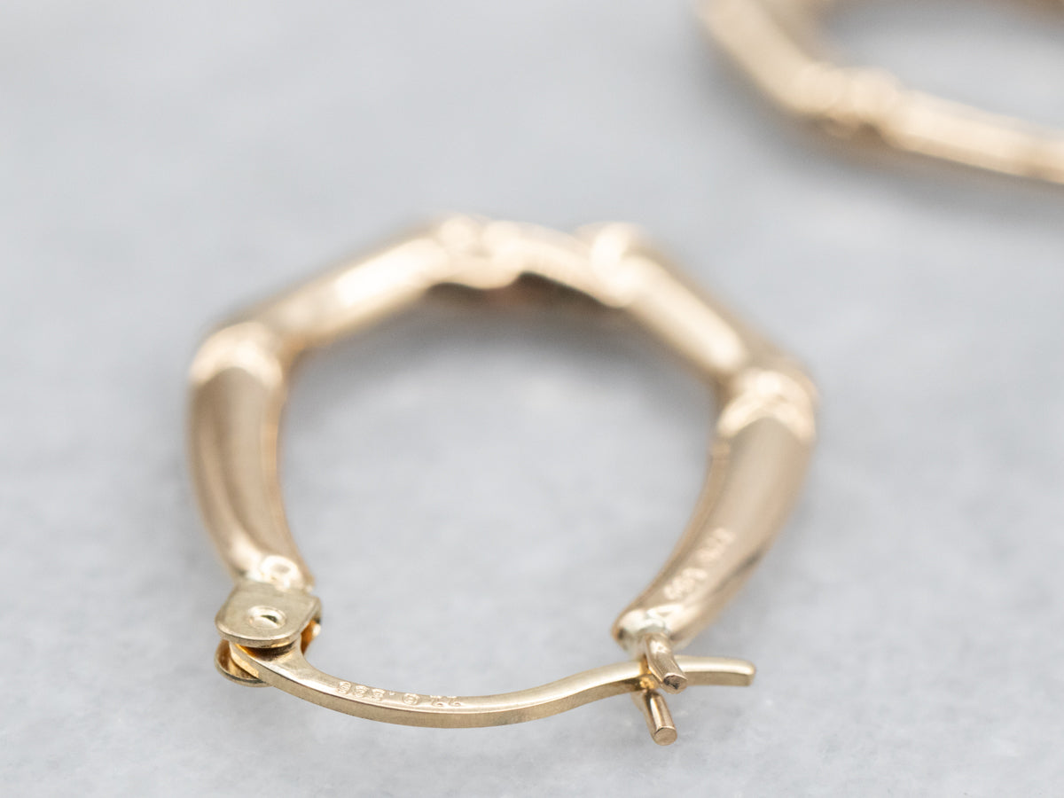 Yellow Gold Hollow Geometric Hoop Earrings